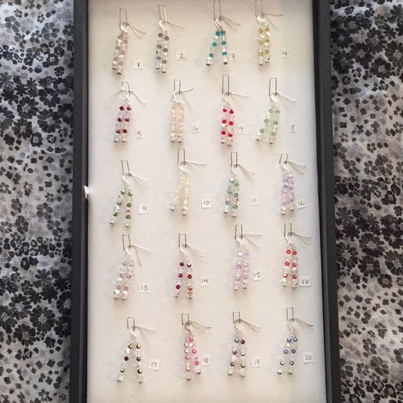 Handmade Line Sterling Silver Crystal Earrings - Picture 1 of 12